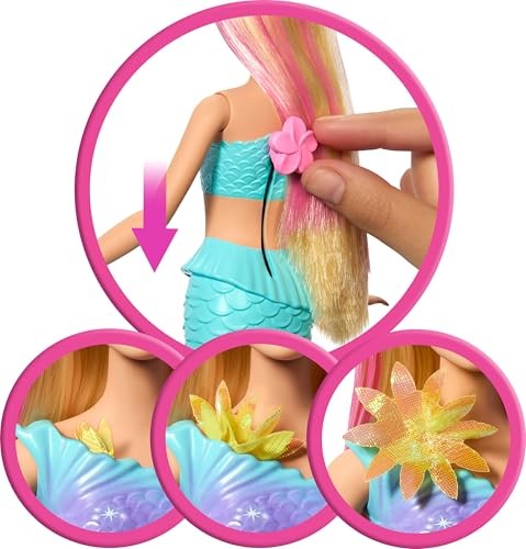 🔴MUÑECA BARBIE SIRENA MAGICA DE FLORES