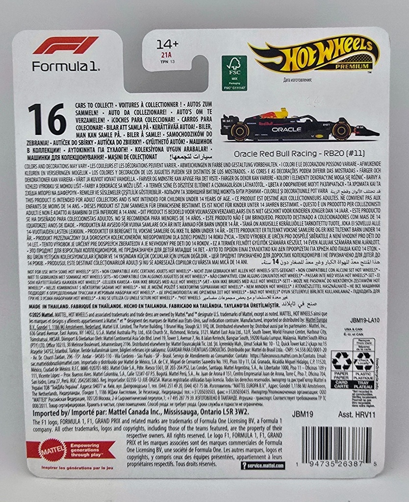Hot Wheels Premium F1 Oracle Red Bull Racing Segio Perez #11