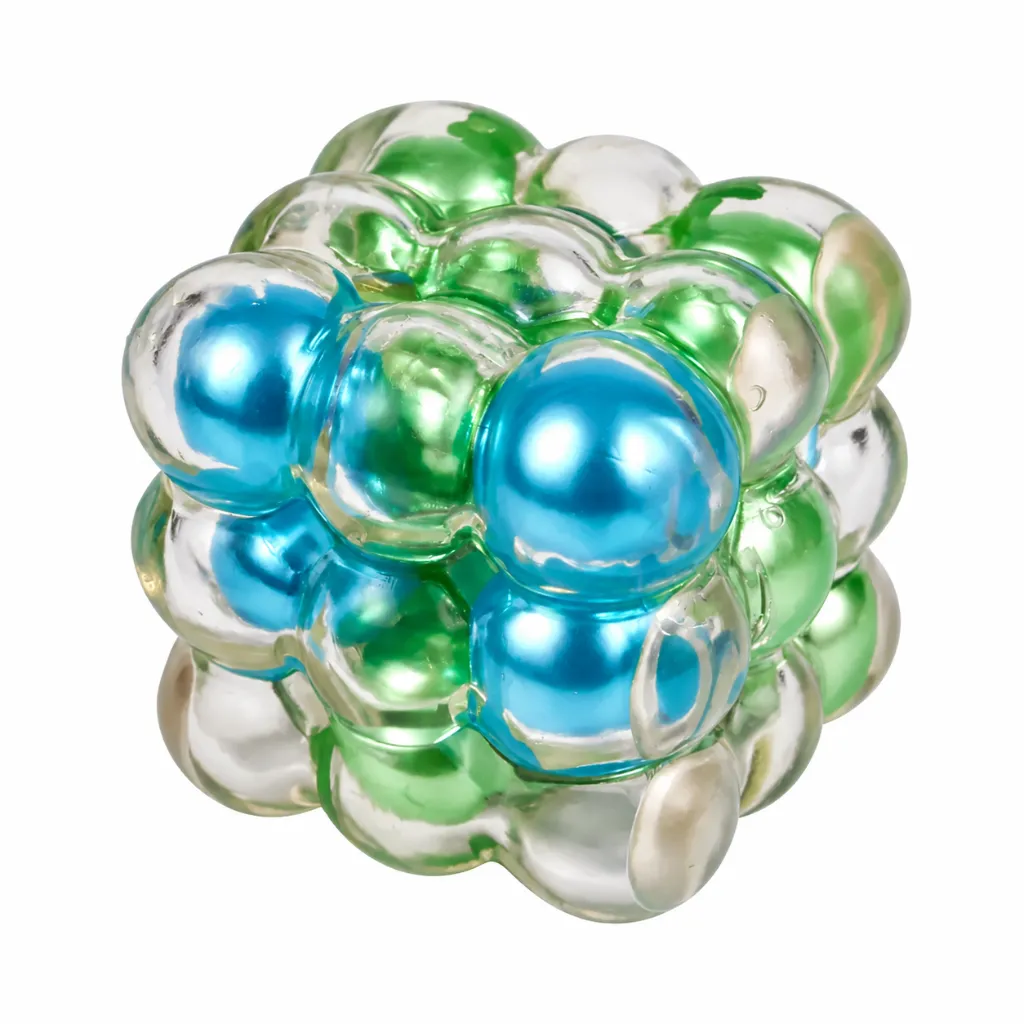 Cubo burbuja transparente en verde y cian.webp