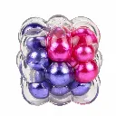 Cubo burbuja transparente con cuentas metálicas.webp