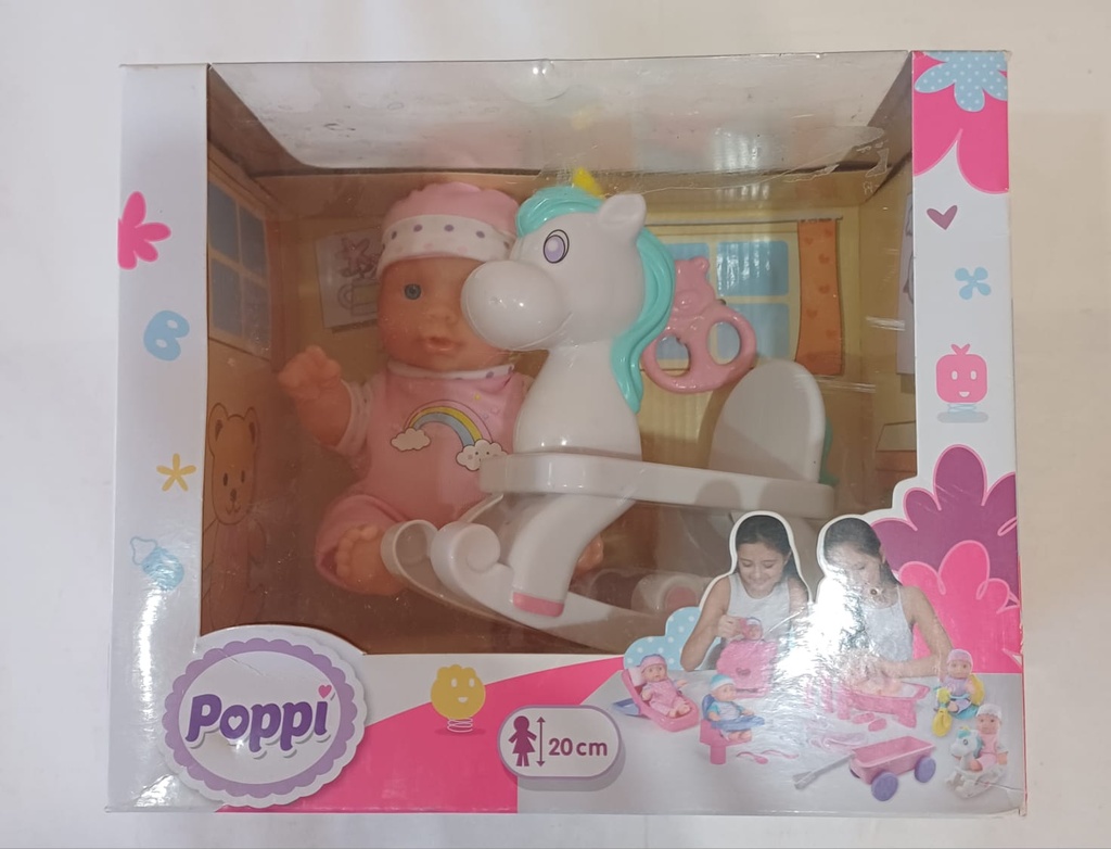 POPPI BEBE CON CABALLO UNICORNIO MECEDOR