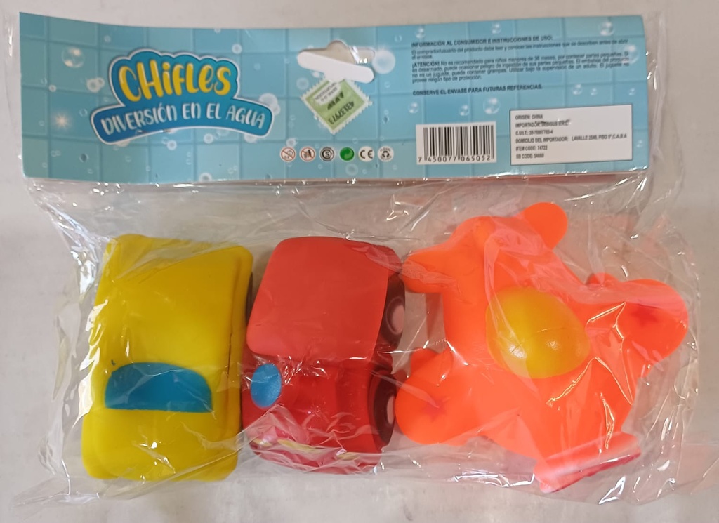 CHIFLES MODELOS SURTIDOS 3PCS