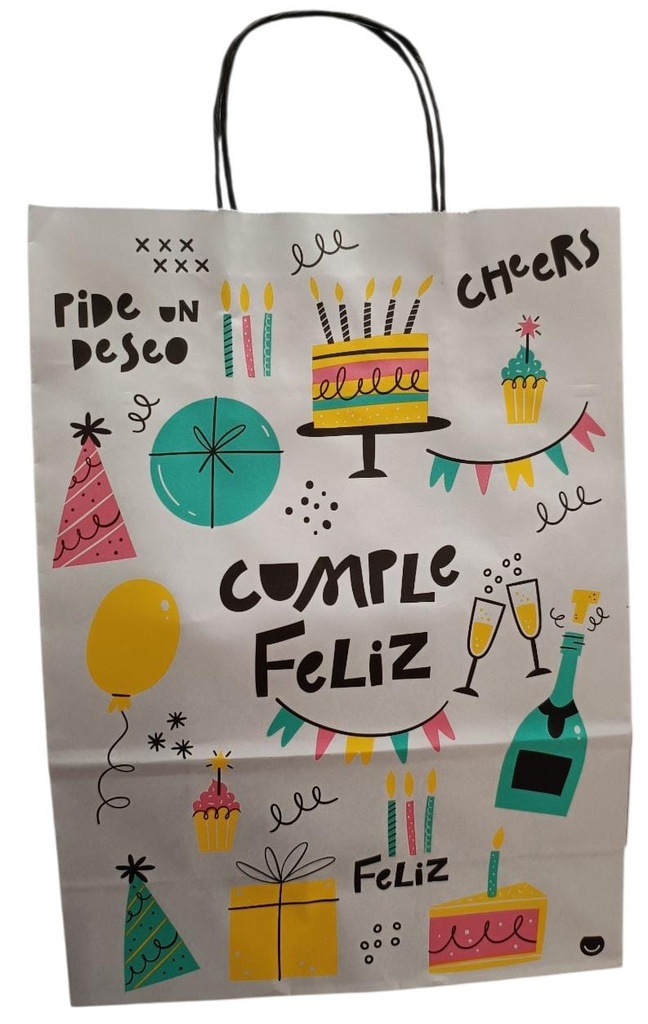 BOLSA DE REGALO VARIOS MOTIVOS 30X22CM (FELIZ CUMPLE)