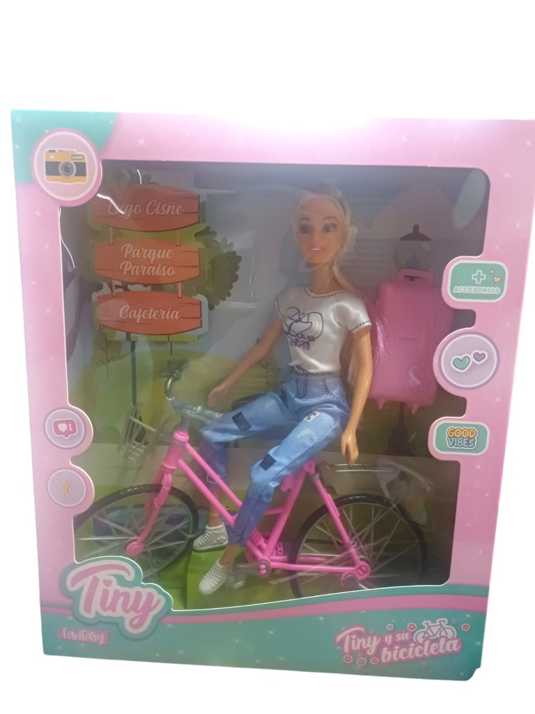 Muñeca Tiny y su bicicleta viajera