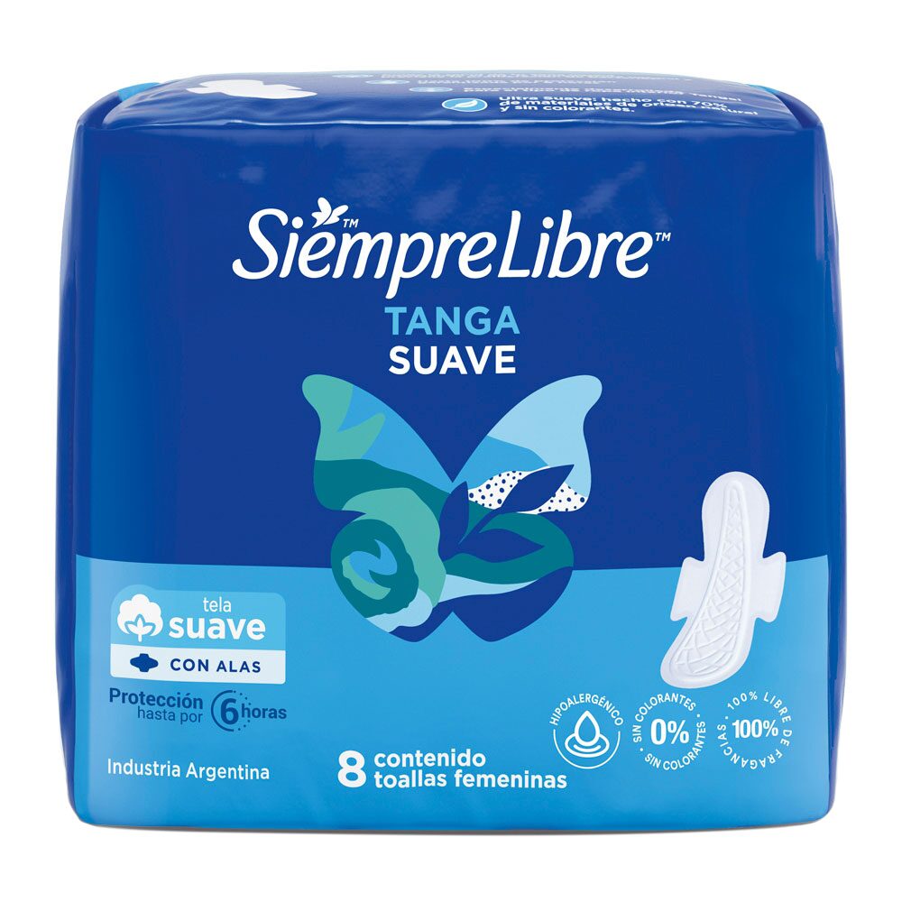 🔵SIEMPRE LIBRE TOALLITAS SUAVE X8UN C/ALAS TANGA