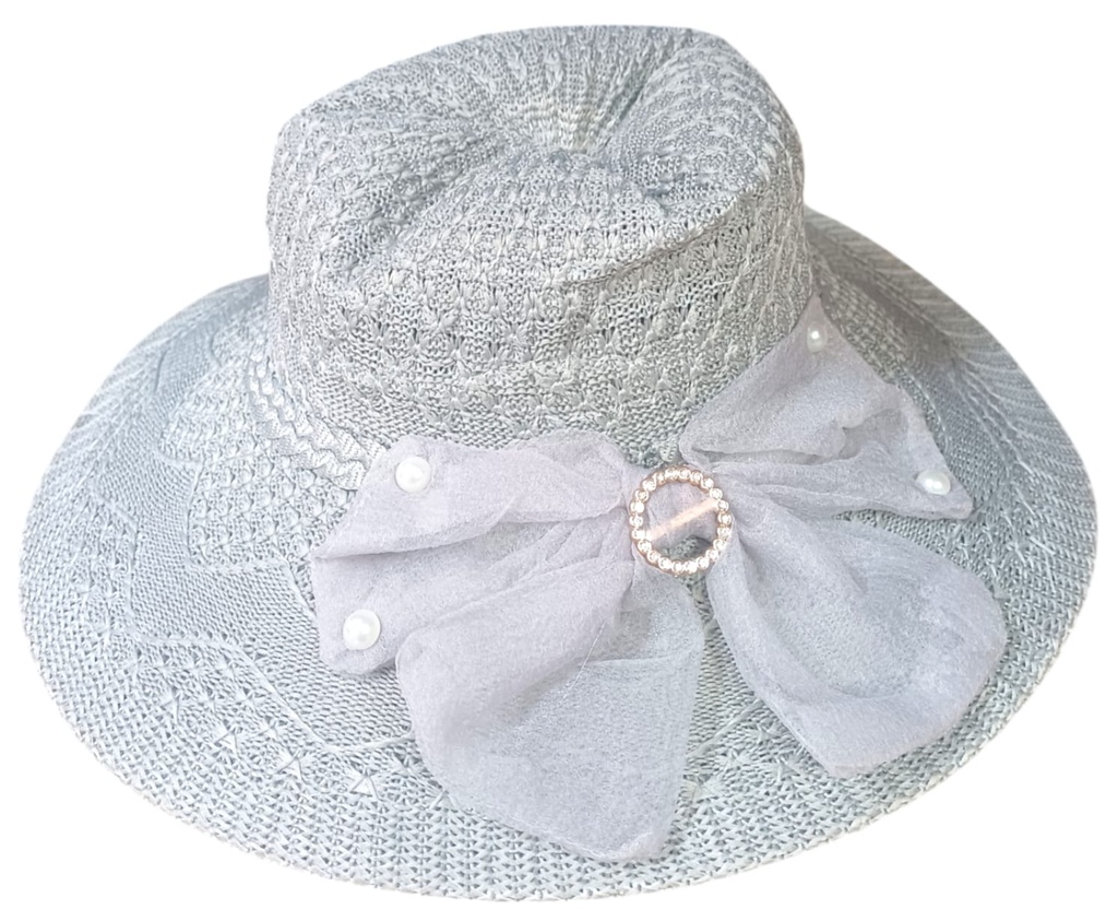 [GRR035] Capelina sombrero con moño strass y perlas