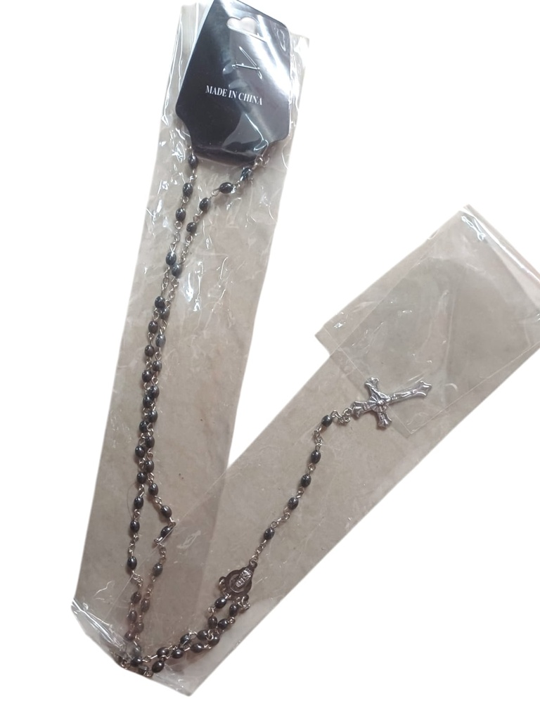 [ART3225] ROSARIO HEMATITE C/VIRGEN EN BOLSA