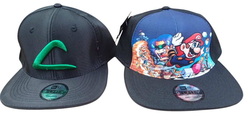 [GRR037] Gorra visora plana estampada/bordada Mario Bross/ Pokemón