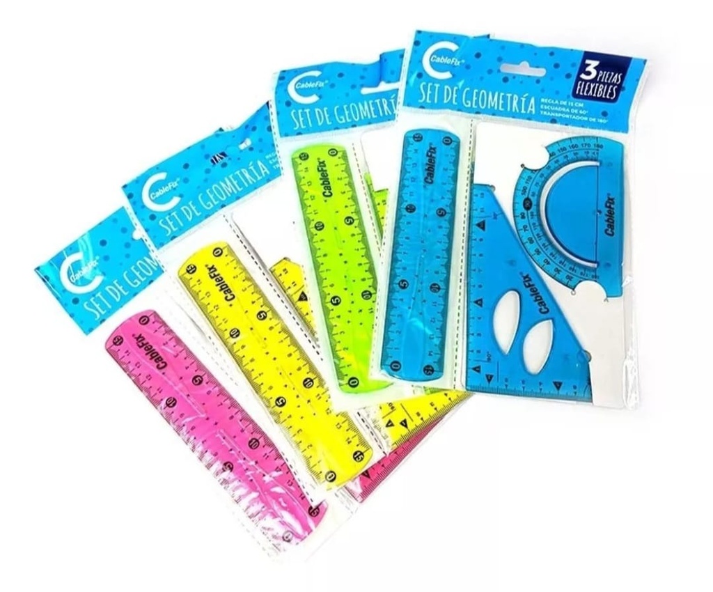 🔵Set Flexible de Reglas 20cm Geometria 4pc En Bolsa Twistn Flex