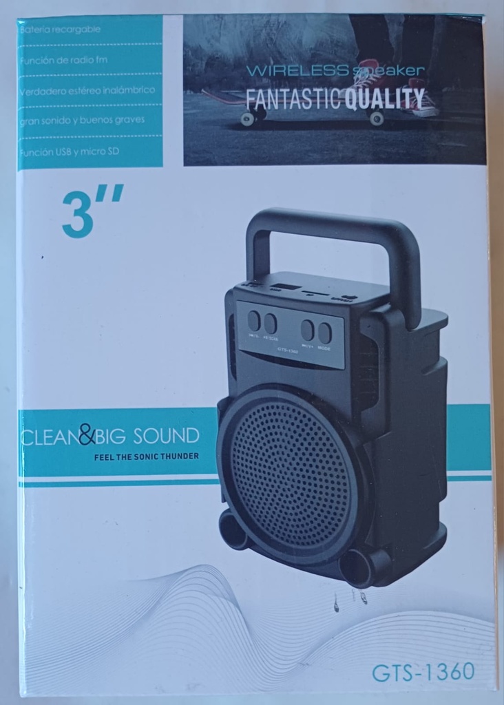 PARLANTE BLUETOOHT 3 PULGADAS GT1360