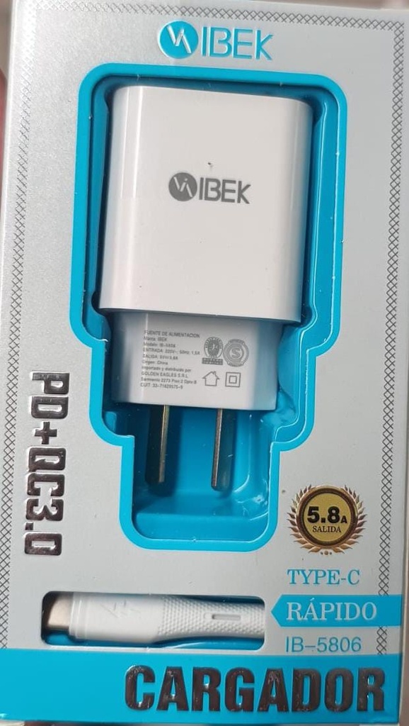 CARGADOR 5.8 A IBEK TIPO C A C