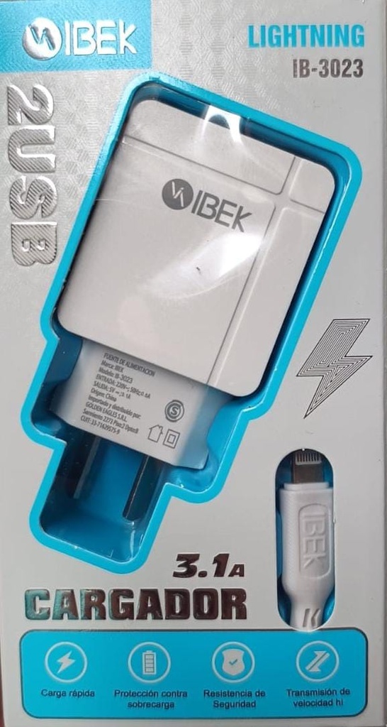 CARGADOR 3.1 A IPHONE IBEK