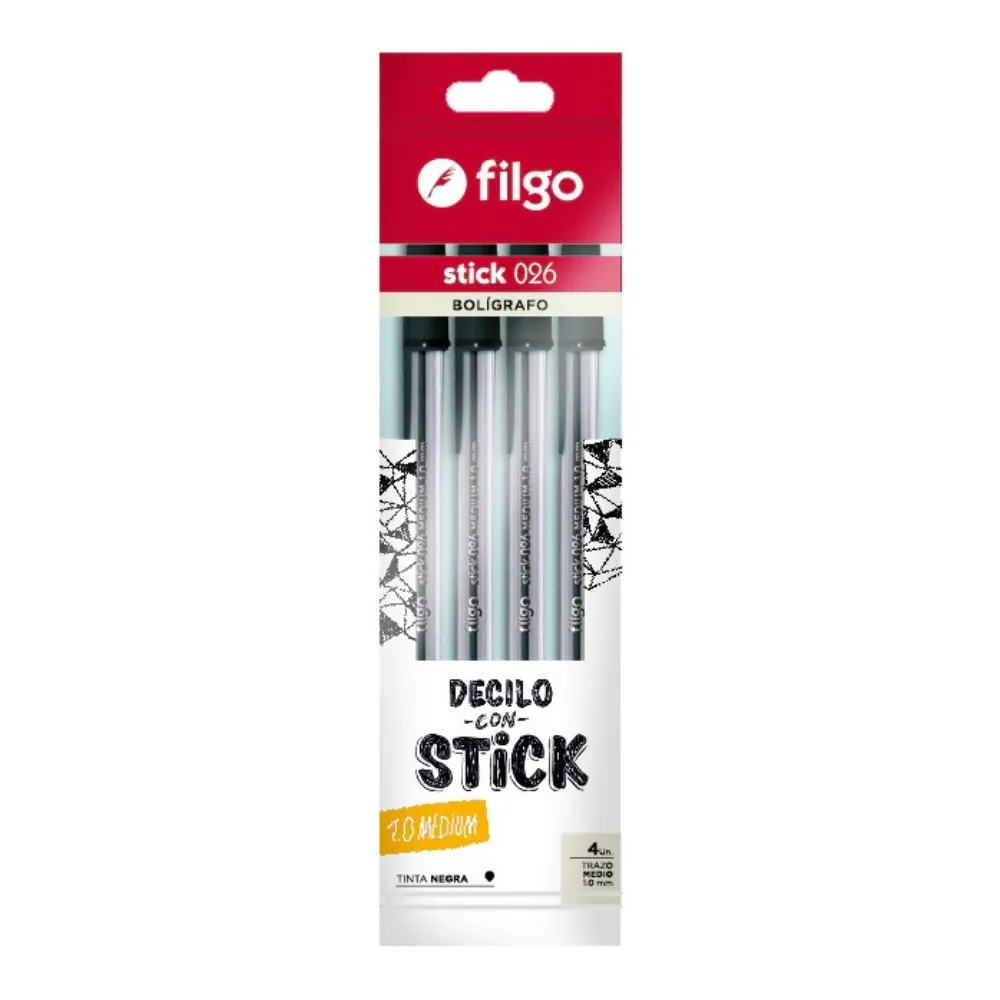 🔵Lapicera Filgo negro x4
