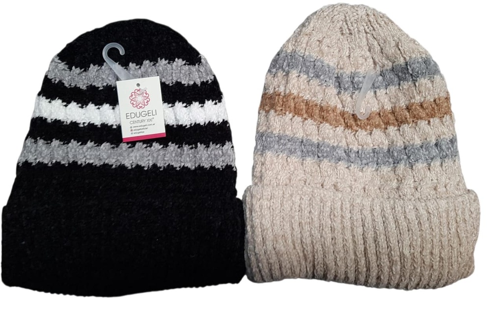 Gorro con piel chenille mujer