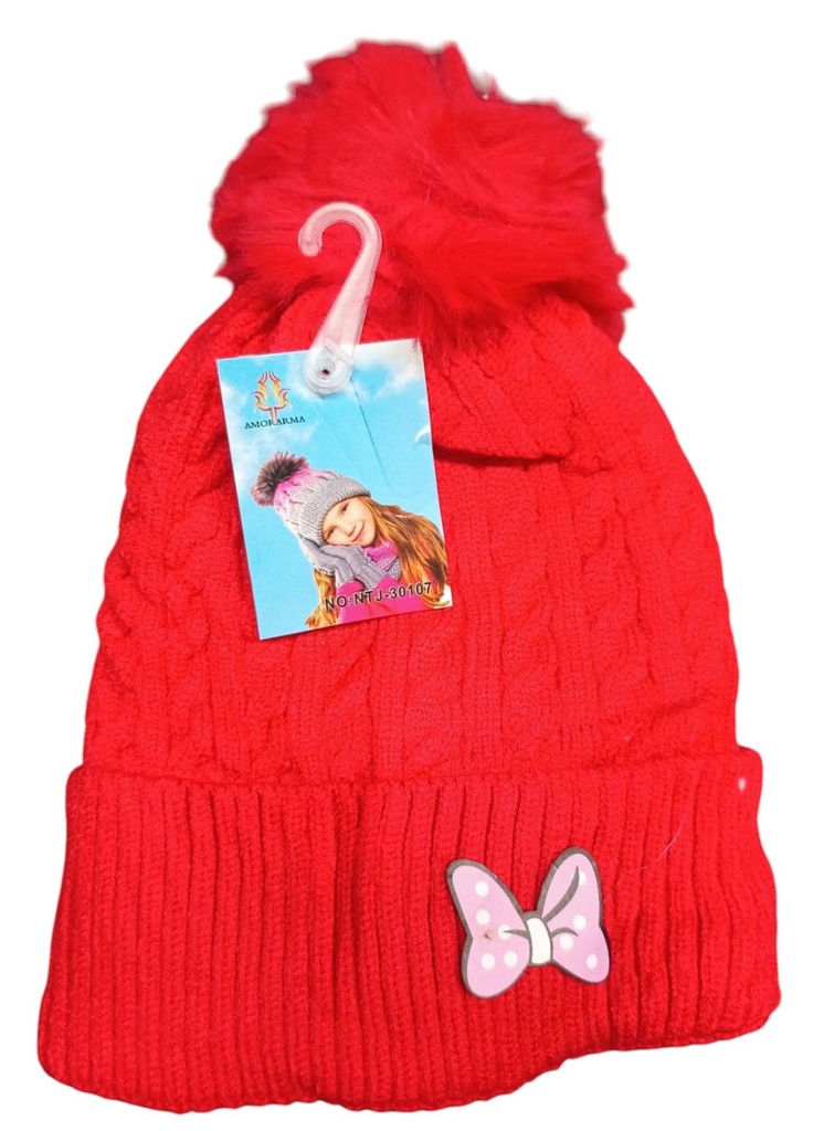 Gorro Niño Lana c/Piel Moño Amorarma