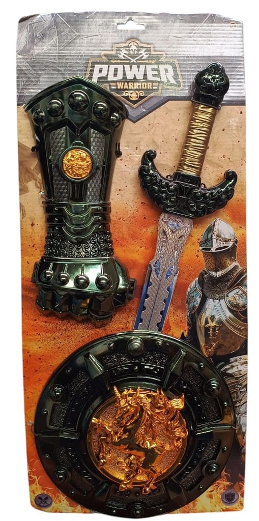 POWER WARRIOR ESPADA Y ESCUDO C/GUANTE