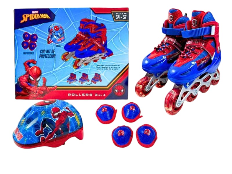SPIDERMAN ROLLER 3 EN1 C/RUEDAS INTERCAMBIABLES LUCES