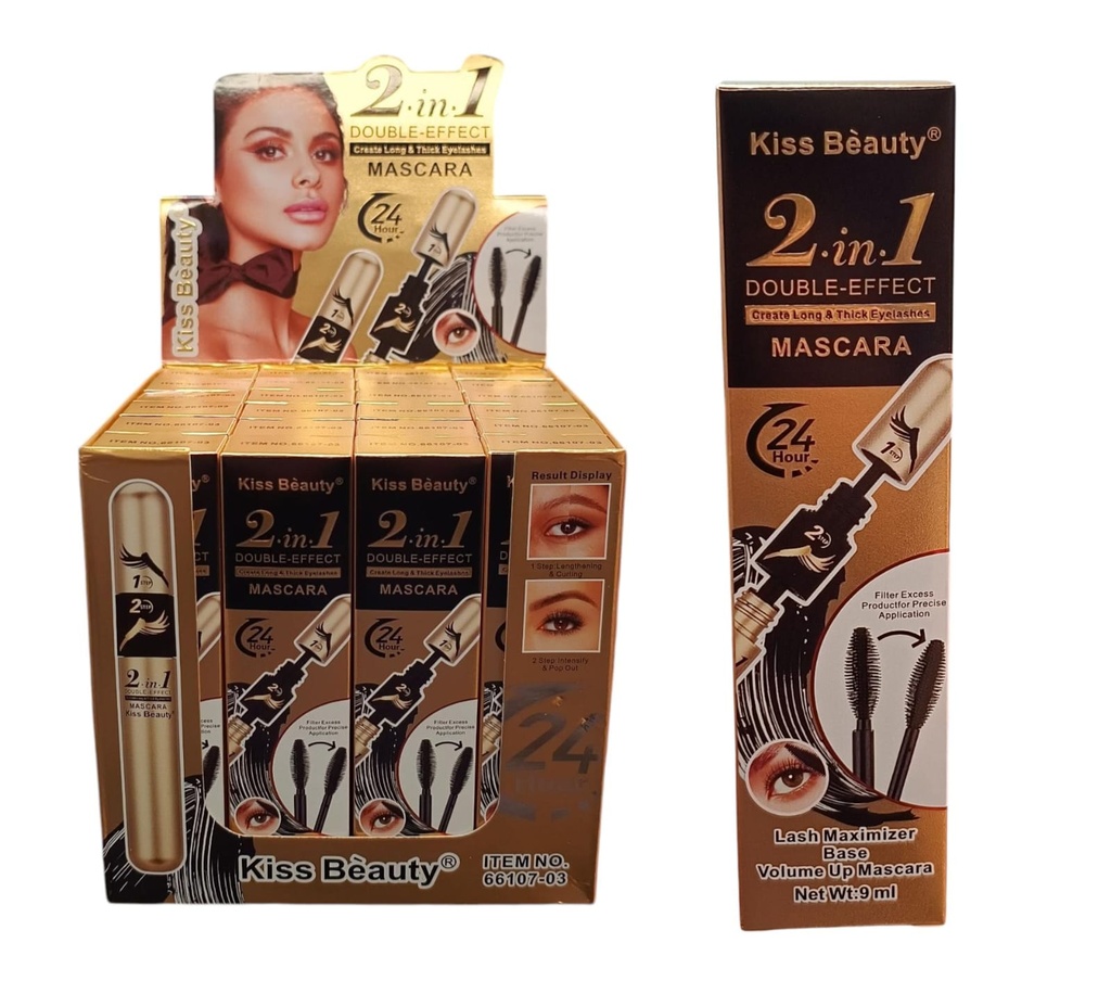 Máscara de pestañas 2 en 1 double effect Kiss Beauty