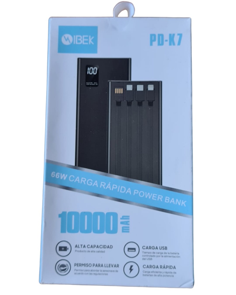 [ART3893] CARGADOR POWER BANK CARGA RAPIDA 10.000MHA PD-K7