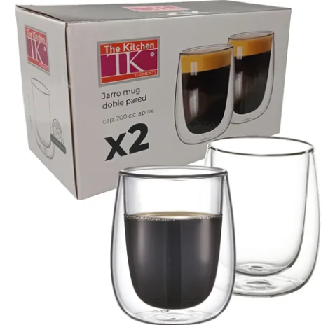 Jarro Mug Vidrio Doble Pared 200cc