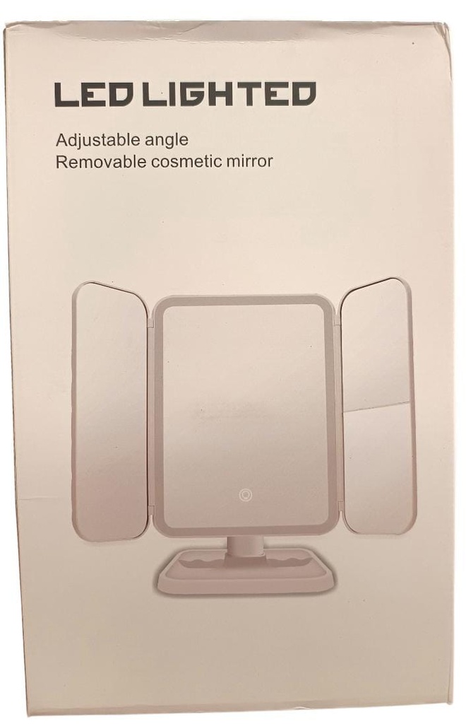 Espejo De Maquillaje Led Táctil Tres Pliegues Con Aumento Blanco XR-3300