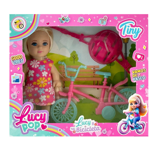 TINY LUCY POP MINI C/ BICICLETA Y ACCESORIOS