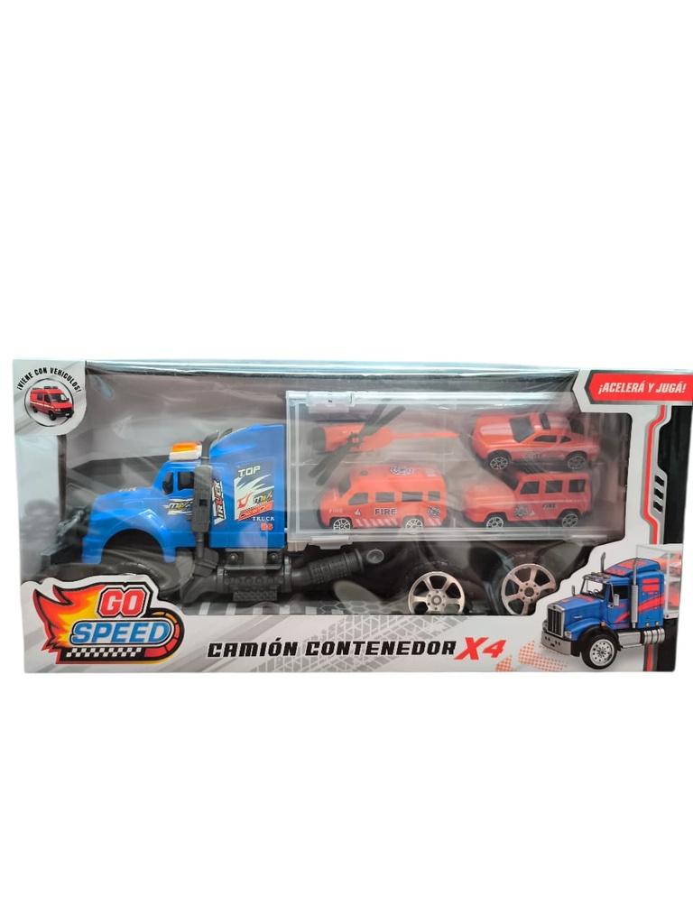 GO SPEED CAMION CONTENEDOR C/4 AUTITOS