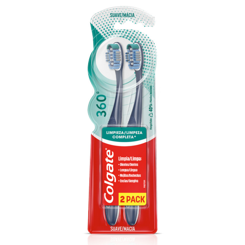 🔵COLGATE CEPILLO LIMPIEZA COMPLETA 360 x2un SUAVE