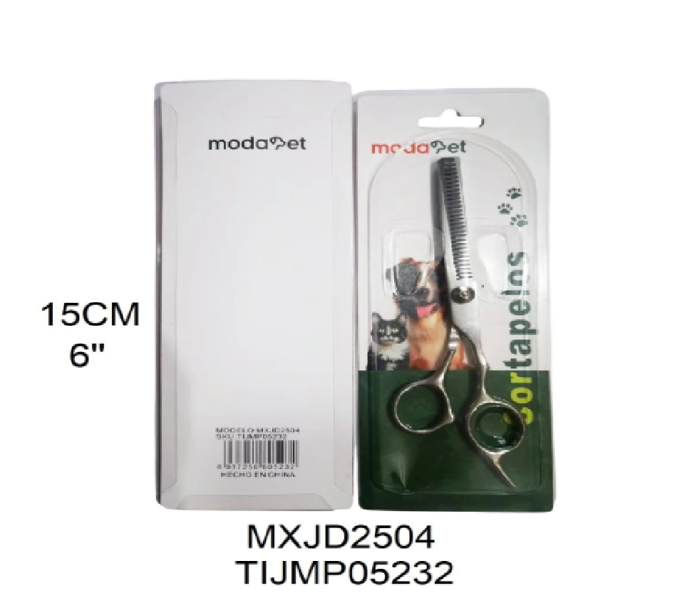TIJERA PARA MASCOTA 15CM DENTALES PLATEADO