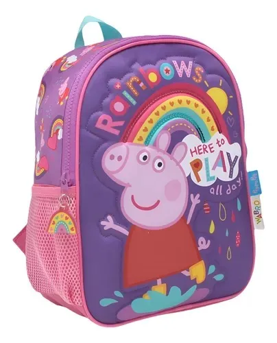 🔵Mochila Carro Wabro Peppa Pig 12" Arco Iris
