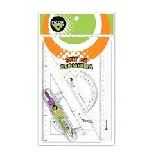 🔵SET GEOMETRIA ESCOLAR 4 PZAS PIZZINI