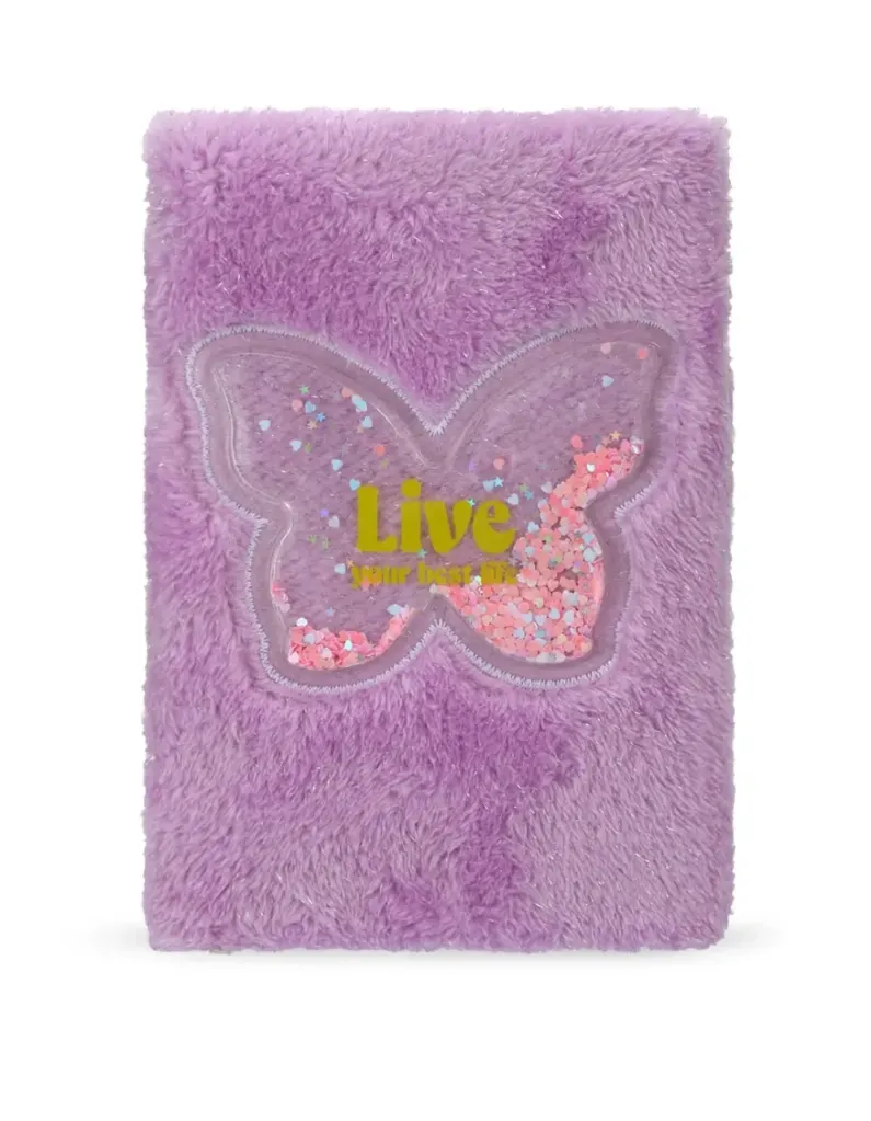 ANOTADOR PELUCHE C/BRILLOS MARIPOSA