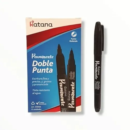🔵MARCADOR KATANA DOBLE PUNTA NEGRO PERMANENTE