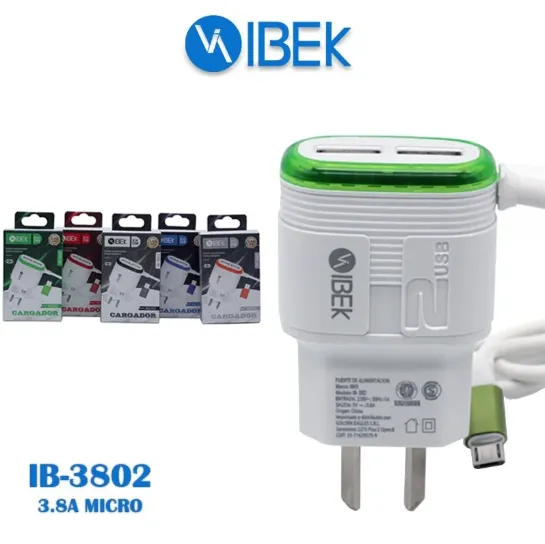 CARGADOR PARA CELULAR 3.8A IBEK V8