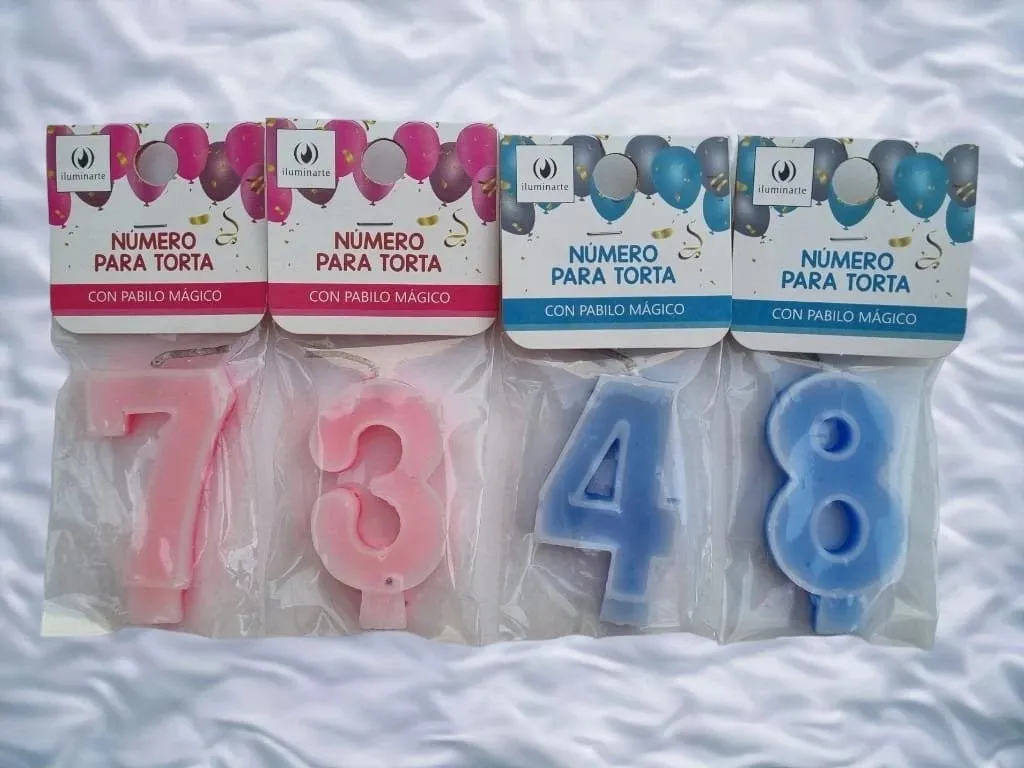 Vela Numero Torta Color Rosa/Celeste