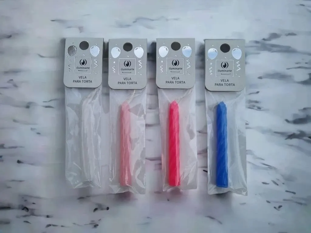 Vela para Torta x 1 ROSA, CELESTE, BLANCO