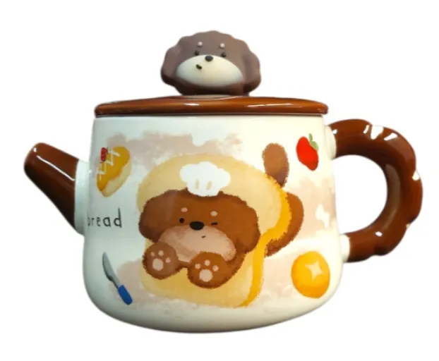 🔴TAZA DE CERÁMICA CON TAPA Y R FOODIE PUPPY