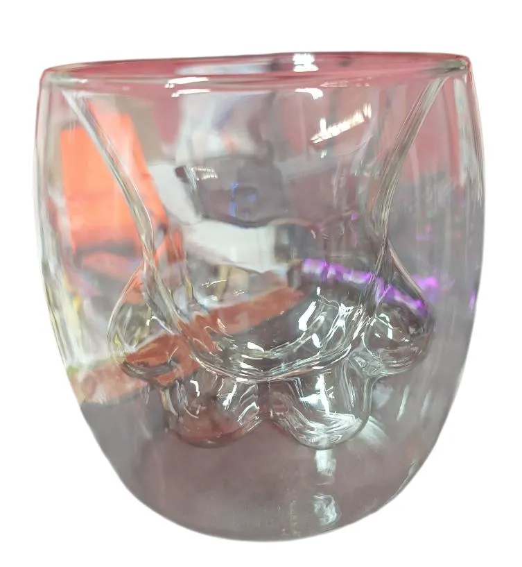 🔴VASO DOBLE VIDRIO DISEÑO GARRITA DE GATITO
