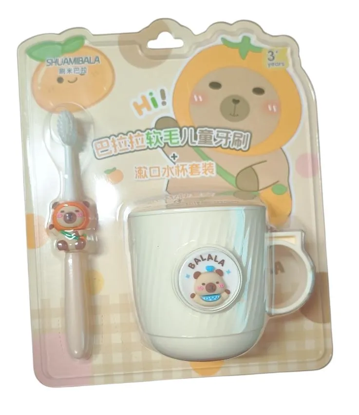 🔴SET DE CEPILLO DE DIENTES Y VASO INFANTIL CAPYBARA