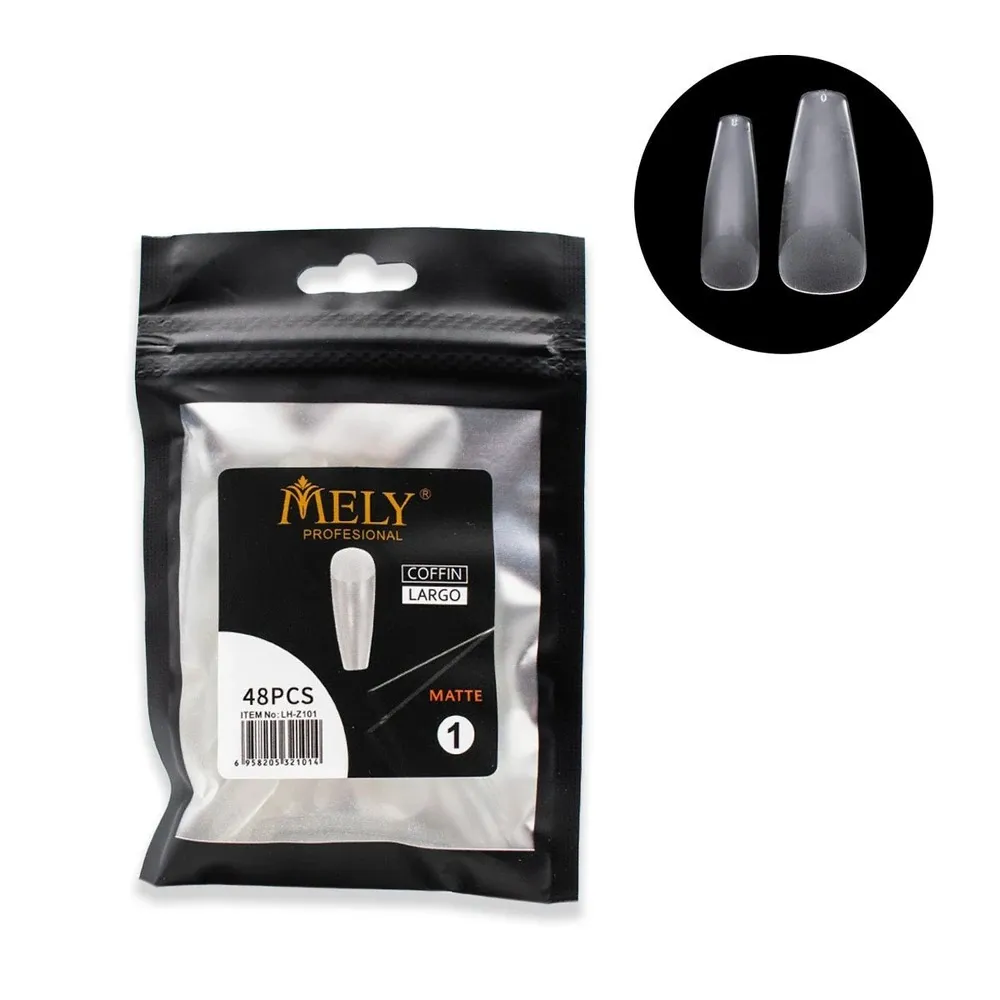 Uñas sobrecito negro Mely (Coffin Medio 2)