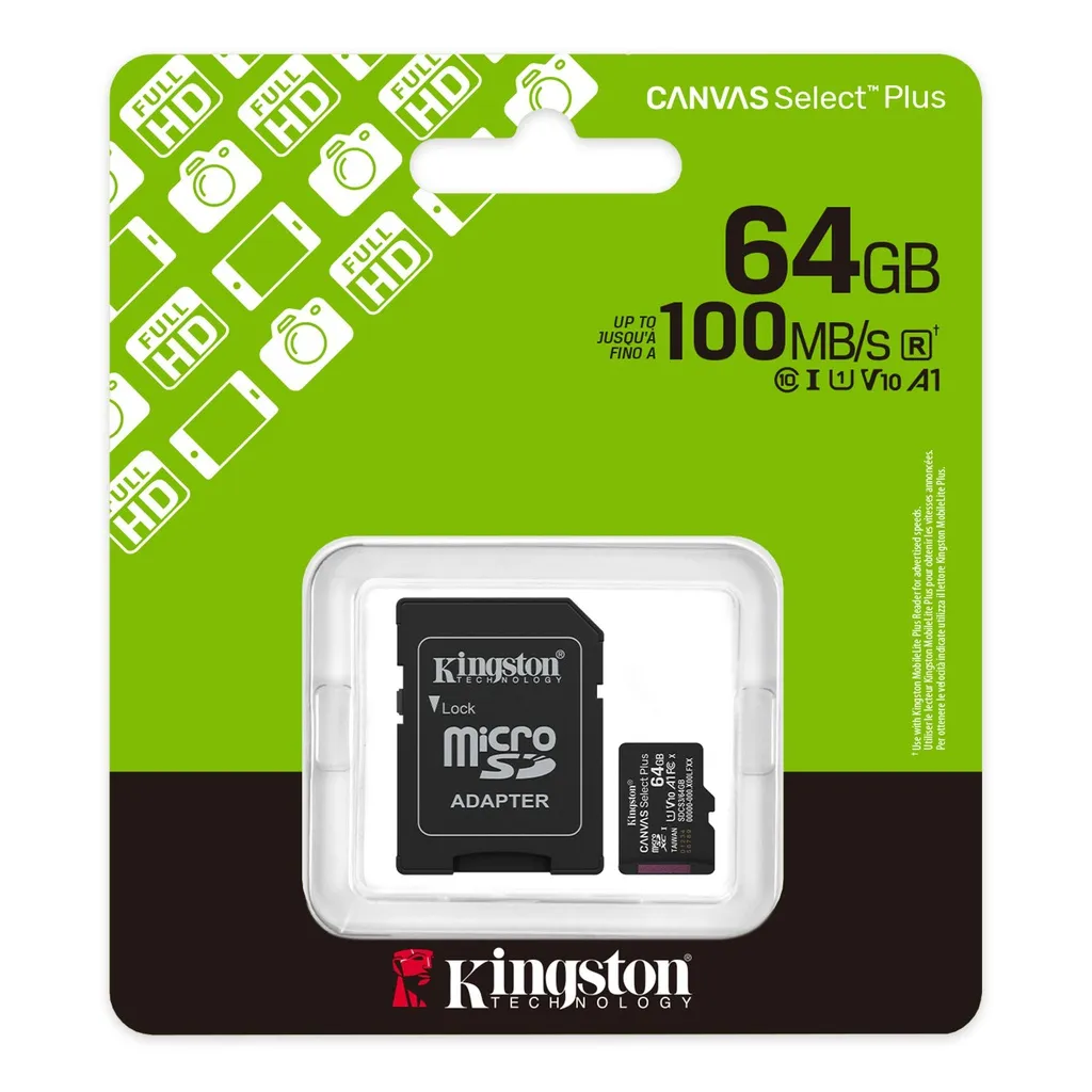 TARJETA SD KINGSTON DE 64GB 100MB/S CLASE 10