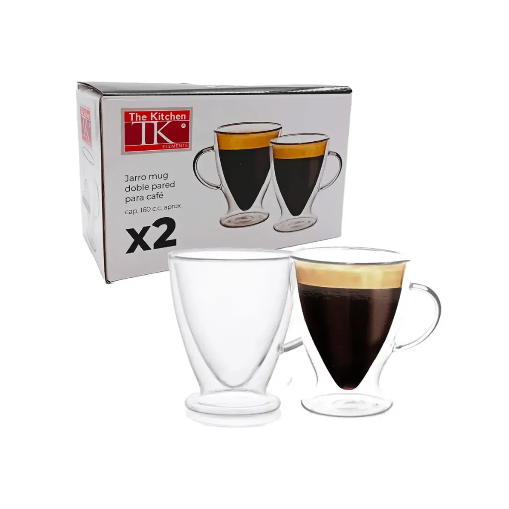 SET X2 JARROS MUG DOBLE PARED 160CC