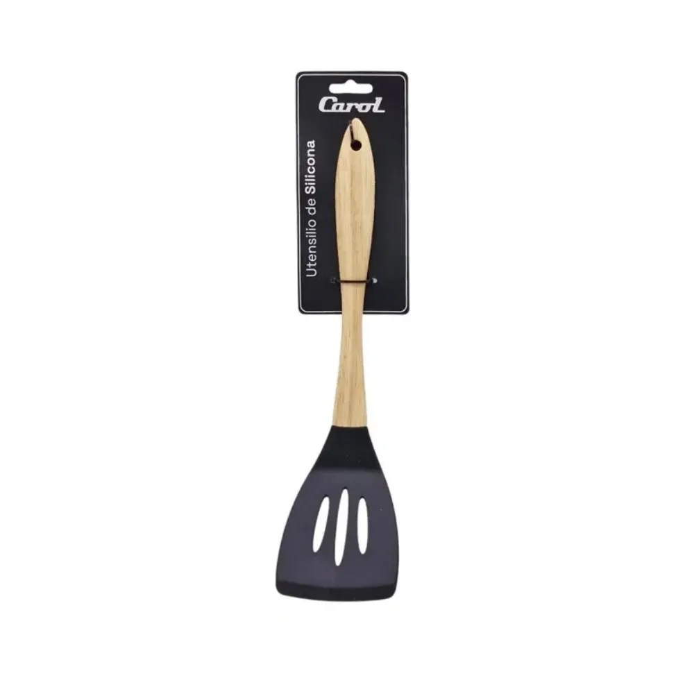 🔵Espátula silicona con mango de madera Carol (Blanco)