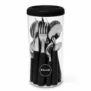 🔴Juego de cubiertos Carol de acero inoxidable x24 con frasco organizador