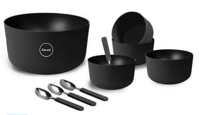 🔴BOWL+COMPOTERAS+CUCHARAS CAROL (Negro)