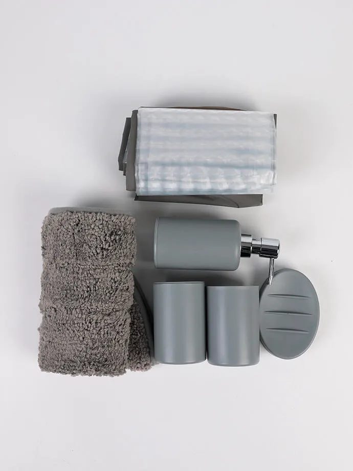 [BA3202] Set baño con alfombra y cortina VGO