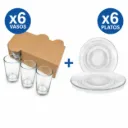 🔵 Promo 6 vasos Point + 6 platos playos Fénix Durax