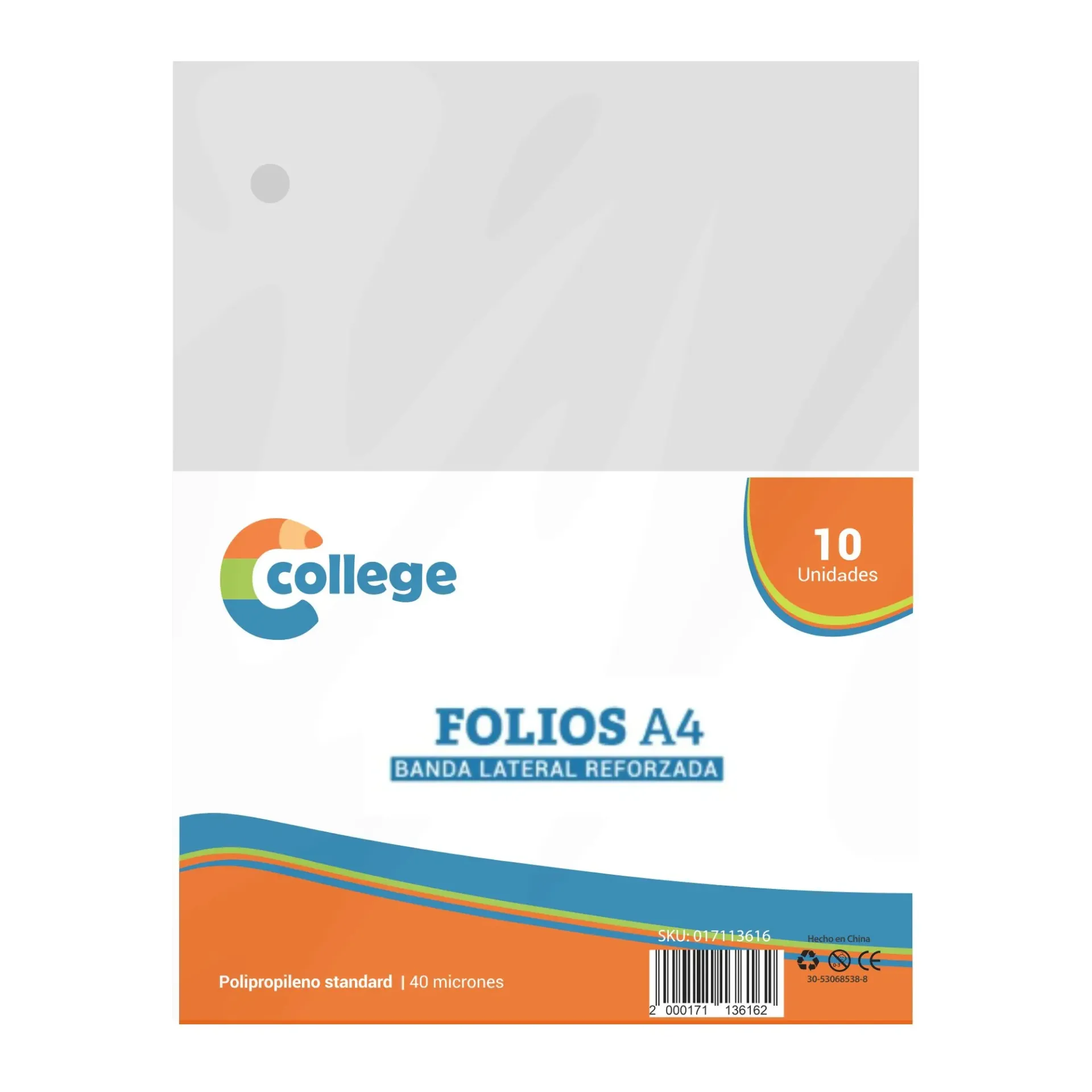 🔵Folios A4 de polipropileno College x10 unidades