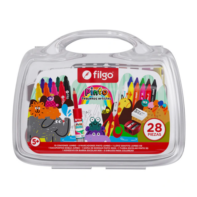 🔵Valija de arte Pinto Pequeños Artistas x28 piezas Filgo