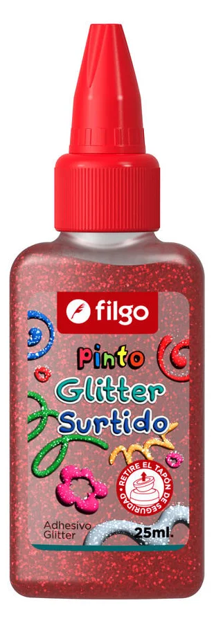 🔵Adhesivo con glitter Pinto 25 ml (Rojo)